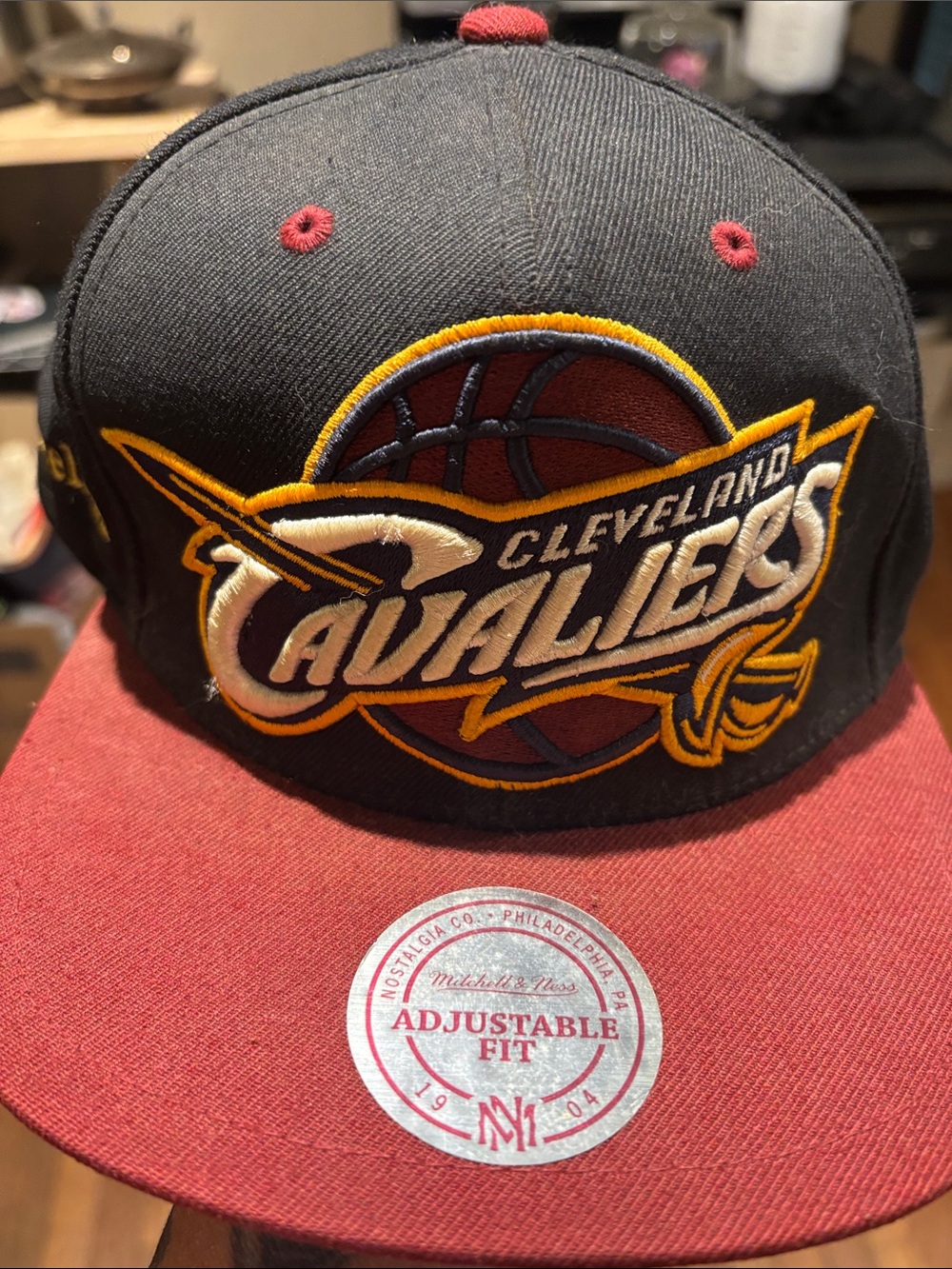 Mitchell & Ness Cleveland Cavaliers Black and Red Snapback Hat